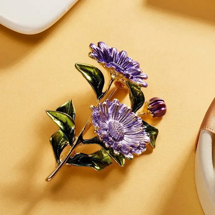Elegant Colored Crystal Flower Brooches for Women - Jóias Finas - Broche Luxo em Cristal Colorido - Zirconia