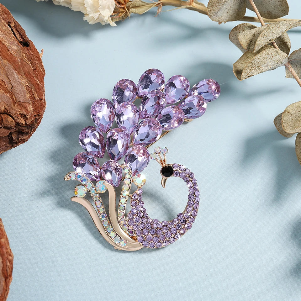Elegant Colored Crystal Flower Brooches for Women - Jóias Finas - Broche Luxo em Cristal Colorido - Zirconia