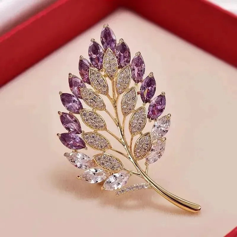 Elegant Colored Crystal Flower Brooches for Women - Jóias Finas - Broche Luxo em Cristal Colorido - Zirconia