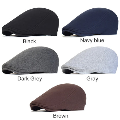 Vintage Flat Cap – Soft Cotton - French Beret for Men Classic-Casual Solid 'Newsman' Style - Boina Vintage Masculina – Algodão Macio – Estilo Francês Clássico-Casual – Modelo Sólido "Jornalista"