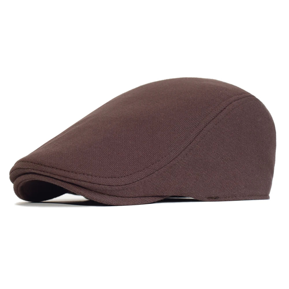 Vintage Flat Cap – Soft Cotton - French Beret for Men Classic-Casual Solid 'Newsman' Style - Boina Vintage Masculina – Algodão Macio – Estilo Francês Clássico-Casual – Modelo Sólido "Jornalista"