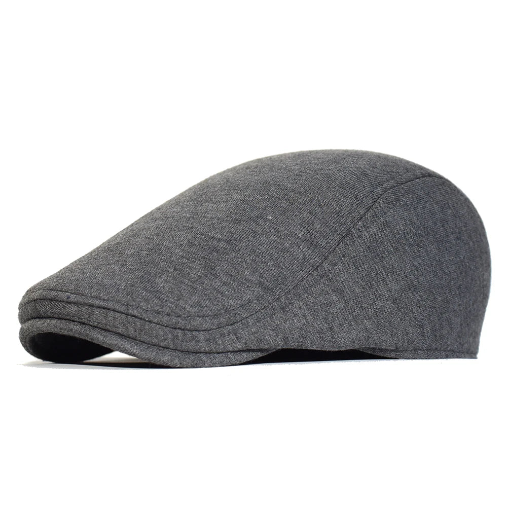 Vintage Flat Cap – Soft Cotton - French Beret for Men Classic-Casual Solid 'Newsman' Style - Boina Vintage Masculina – Algodão Macio – Estilo Francês Clássico-Casual – Modelo Sólido "Jornalista"