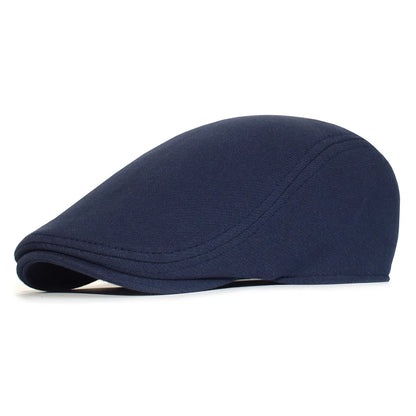 Vintage Flat Cap – Soft Cotton - French Beret for Men Classic-Casual Solid 'Newsman' Style - Boina Vintage Masculina – Algodão Macio – Estilo Francês Clássico-Casual – Modelo Sólido "Jornalista"