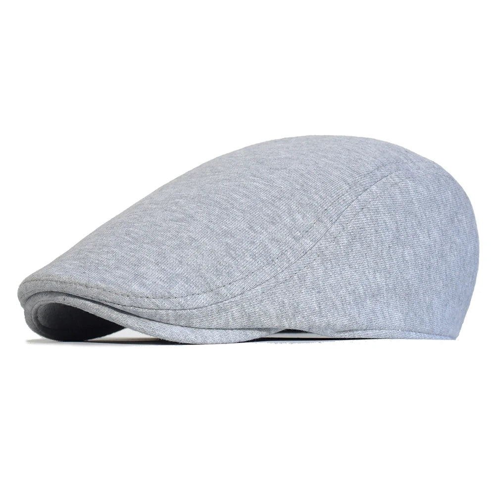 Vintage Flat Cap – Soft Cotton - French Beret for Men Classic-Casual Solid 'Newsman' Style - Boina Vintage Masculina – Algodão Macio – Estilo Francês Clássico-Casual – Modelo Sólido "Jornalista"