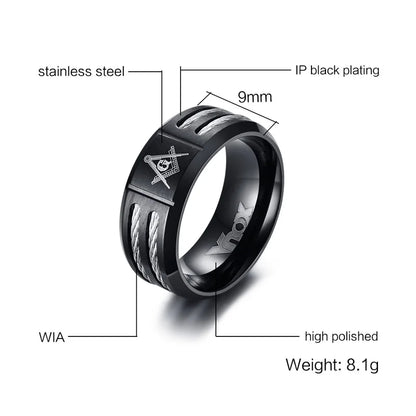 Freemason Accessory Men Jewelry . Rituals - Black Stainless Steel - Joia Masculina Maçônica – Acessório Ritualístico em Aço Inoxidável em Preto