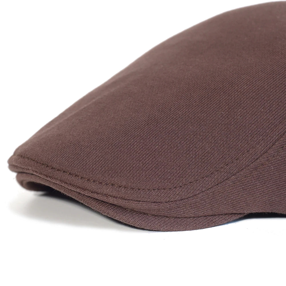 Vintage Flat Cap – Soft Cotton - French Beret for Men Classic-Casual Solid 'Newsman' Style - Boina Vintage Masculina – Algodão Macio – Estilo Francês Clássico-Casual – Modelo Sólido "Jornalista"