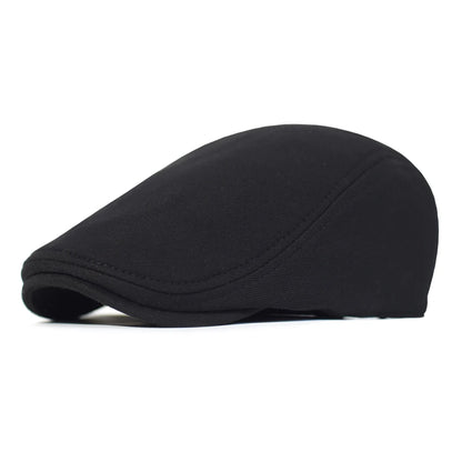 Vintage Flat Cap – Soft Cotton - French Beret for Men Classic-Casual Solid 'Newsman' Style - Boina Vintage Masculina – Algodão Macio – Estilo Francês Clássico-Casual – Modelo Sólido "Jornalista"