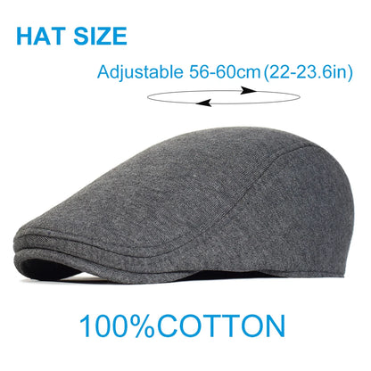 Vintage Flat Cap – Soft Cotton - French Beret for Men Classic-Casual Solid 'Newsman' Style - Boina Vintage Masculina – Algodão Macio – Estilo Francês Clássico-Casual – Modelo Sólido "Jornalista"