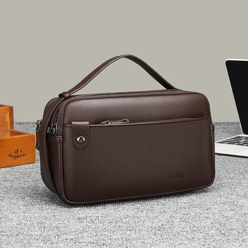 Genuine Leather Black or Brown Handbag Men's. Necessaire Masculina - Alta Qualidade - Couro genuíno - Casual.