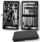 Professional 19-Piece Grooming Kit – Complete Stainless Steel Tools for Manicure & Pedicure – Includes Nail Clippers and Portable Storage – Perfect Gift Option - Kit Manicure Masculino Completo - Aço Inoxidável