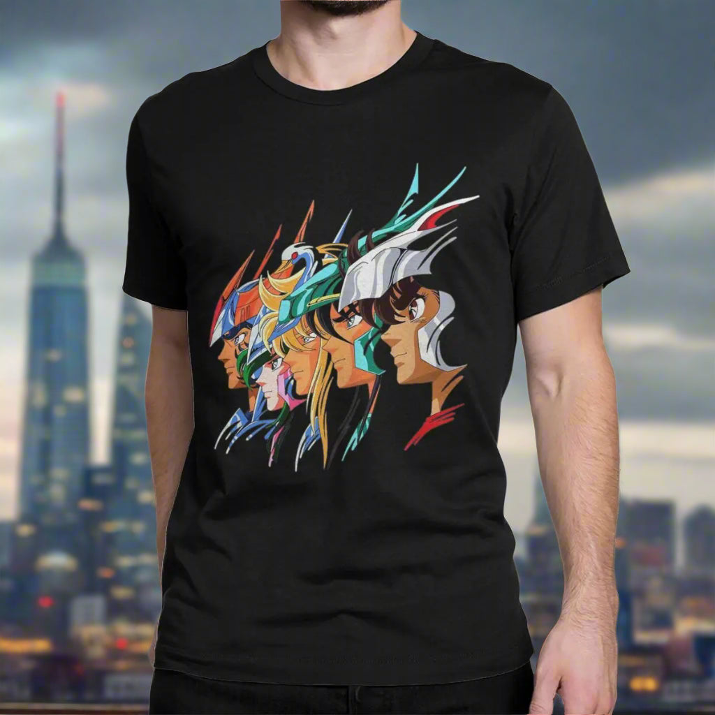 Saint Seiya – 100% Cotton Japanese Anime T-Shirt - Camisetas de Anime Japonês Cavaleiros do Zodíaco, 100% Algodão Multi Cores| Tamanhos