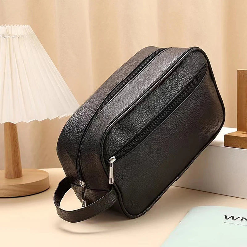 Synthetic Leather Men's Office-Toiletry Private Hand Bag. Necessaire Masculina Couro Sintético À Prova D'Água Alta Qualidade - Para Toiletries e Escritório.