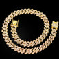 Link Chain – Rhinestone Miami Hip Hop Necklace for Men - Corrente Cuban 2 Fileiras com Strass – Estilo Miami Hip Hop
