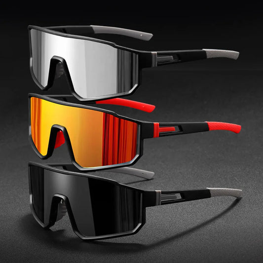 Men's Oversized Cycling Sunglasses – Windproof Color Coated Sports Eyewear - Óculos de Ciclismo Masculino Oversized – Esportivo, Colorido e à Prova de Vento
