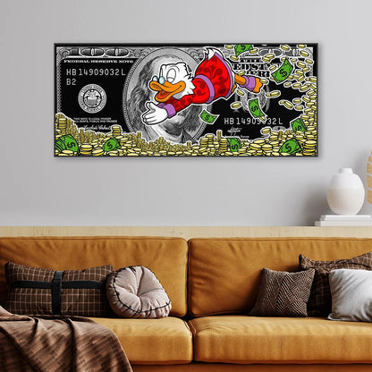Money Donald Duck - Motivational Disney Poster - Pato Donald Motivacional Riqueza - Quadro: Alta Qualidade/Resolução