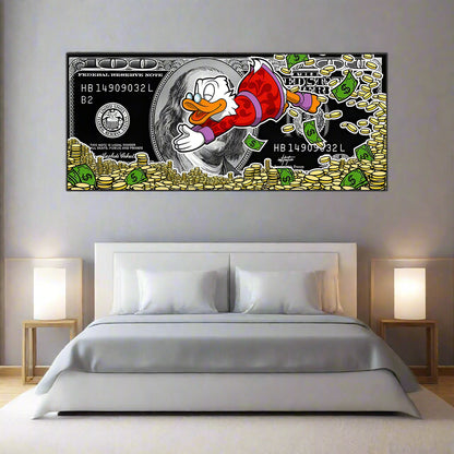 Money Donald Duck - Motivational Disney Poster - Pato Donald Motivacional Riqueza - Quadro: Alta Qualidade/Resolução