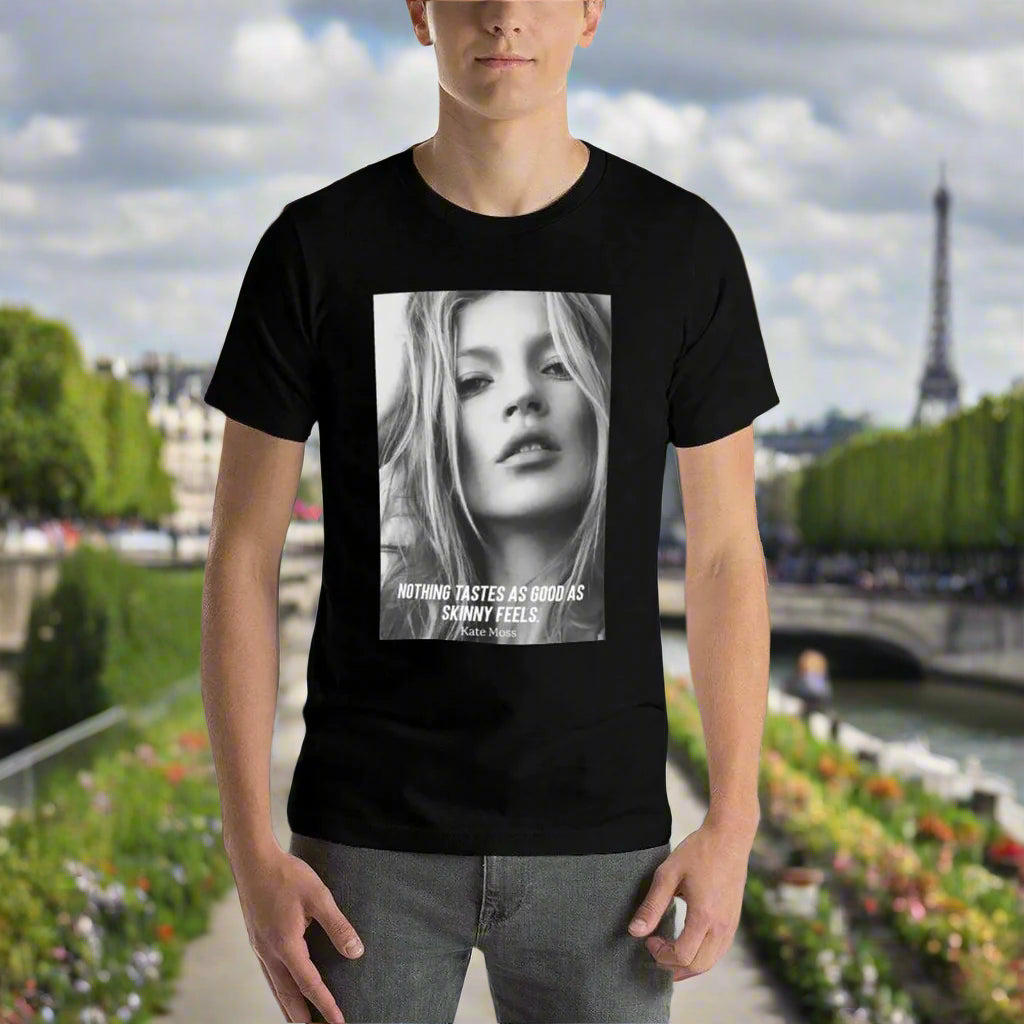 Kate Moss Famous Skinny Quote T-Shirt Vintage / Famosa Frase-Magreza: Camisa Kate Moss - Algodão