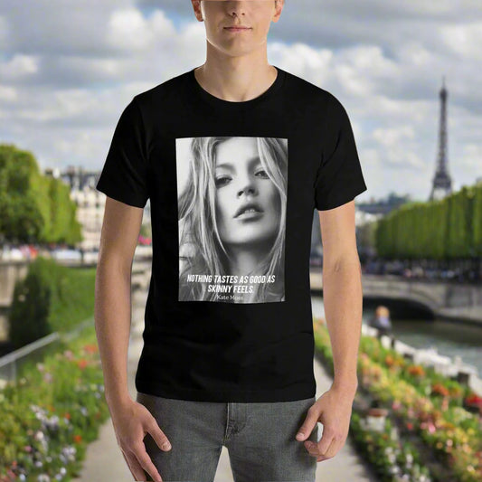 Kate Moss Famous Skinny Quote T-Shirt Vintage / Famosa Frase-Magreza: Camisa Kate Moss - Algodão