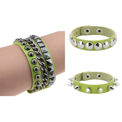 Black Punk Bracelets For Men Women- Gothic Spike Rivets - Leather - Pulseiras-Tiras de Couro com Tachas - Preto e Variações.