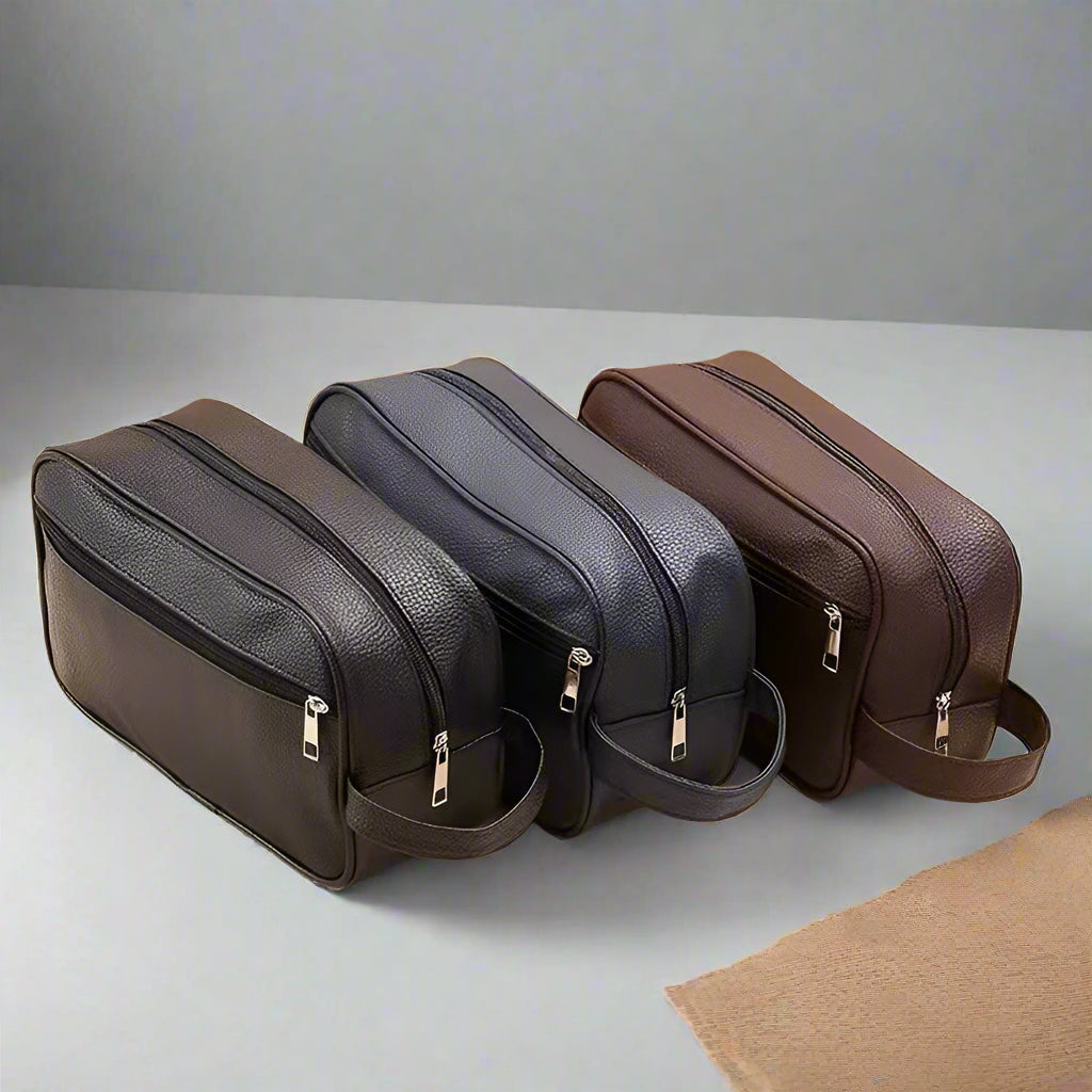 Synthetic Leather Men's Office-Toiletry Private Hand Bag. Necessaire Masculina Couro Sintético À Prova D'Água Alta Qualidade - Para Toiletries e Escritório.