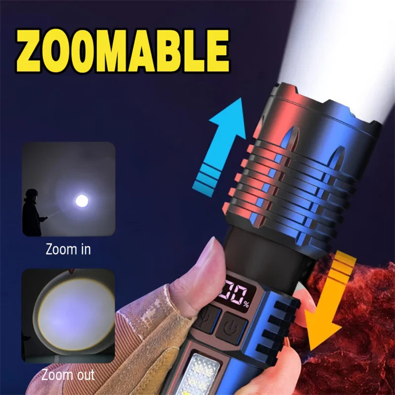 Long-Range LED Lantern – Rechargeable with Dual Light Modes for Outdoor Use - Lanterna LED Recarregável de Alta Potência – Luz Lateral e Alcance Longo | Ideal para Camping e Trilhas
