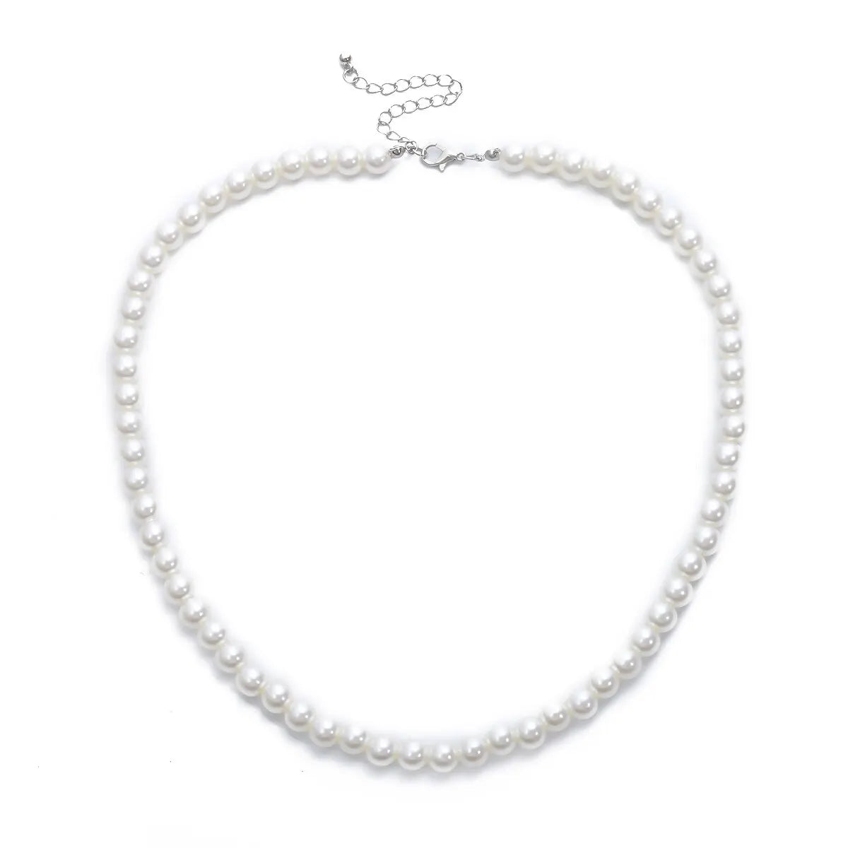 Classic Imitation-Pearl Beaded Choker Necklace for Men - Colar Básico de Pérolas Artificiais
