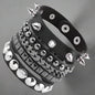Black Punk Bracelets For Men Women- Gothic Spike Rivets - Leather - Pulseiras-Tiras de Couro com Tachas - Preto e Variações.