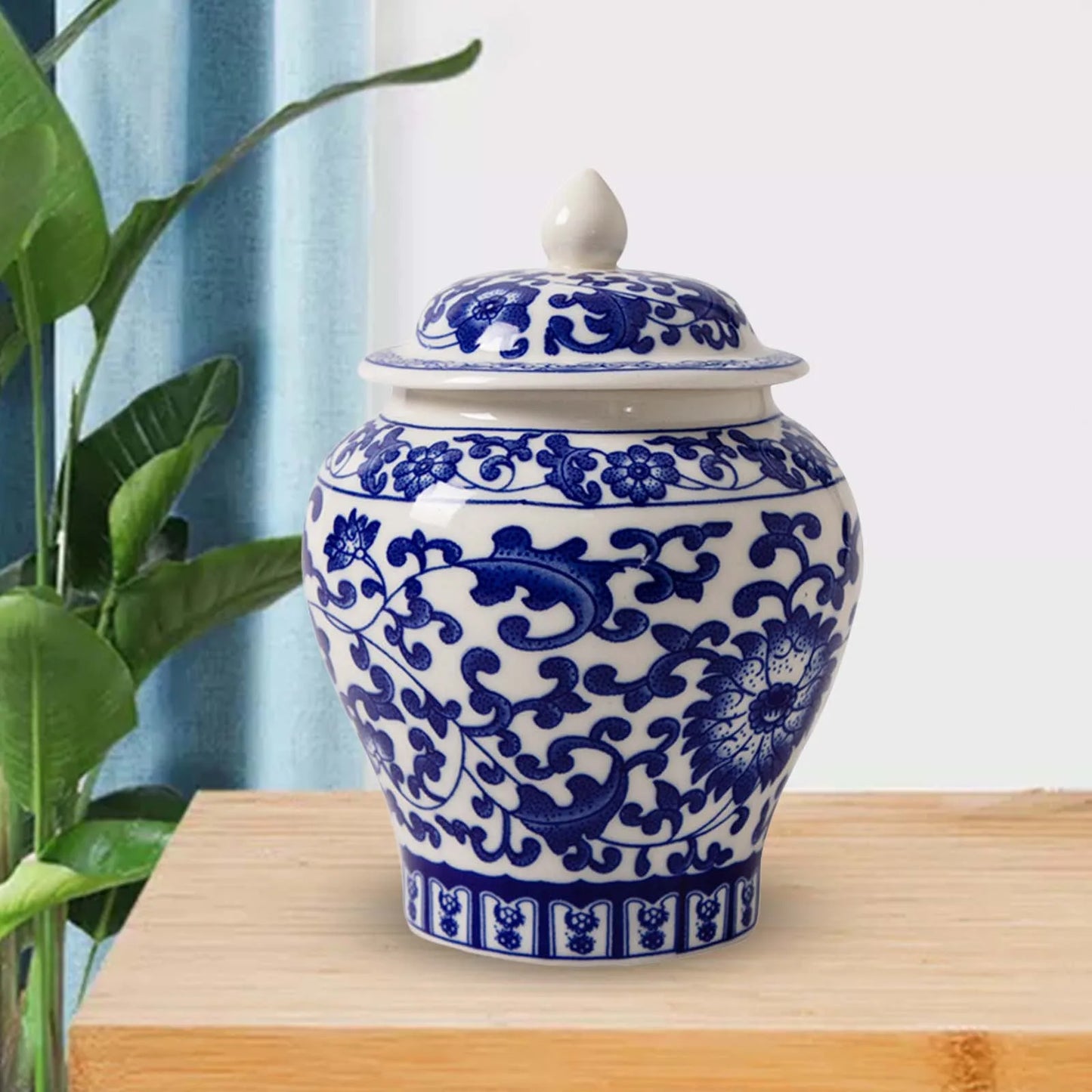 Chinese Ceramic Ginger Jar Decorative Blue and White Flower Vase - Jarro Azul e Branco de Porcelana Chinesa Tradicional Qinghua