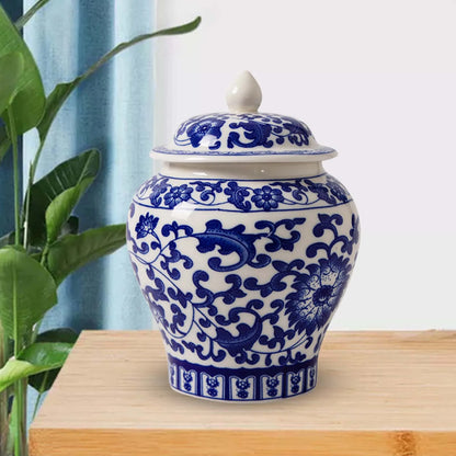 Chinese Ceramic Ginger Jar Decorative Blue and White Flower Vase - Jarro Azul e Branco de Porcelana Chinesa Tradicional Qinghua