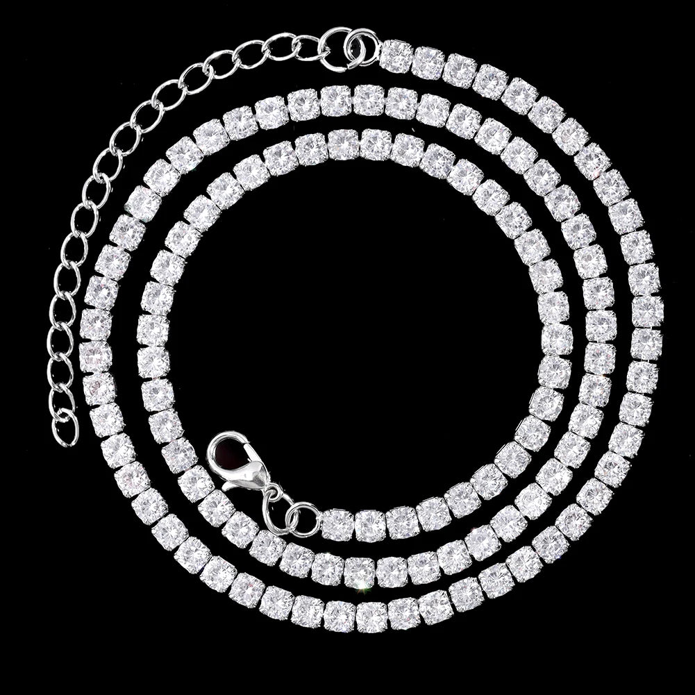 Link Chain – Rhinestone Miami Hip Hop Necklace for Men - Corrente Cuban 2 Fileiras com Strass – Estilo Miami Hip Hop