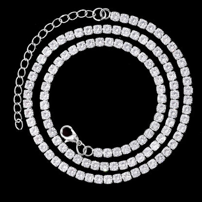 Link Chain – Rhinestone Miami Hip Hop Necklace for Men - Corrente Cuban 2 Fileiras com Strass – Estilo Miami Hip Hop
