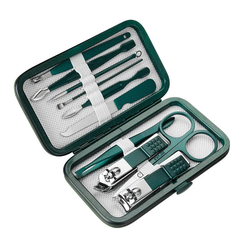 Professional 19-Piece Grooming Kit – Complete Stainless Steel Tools for Manicure & Pedicure – Includes Nail Clippers and Portable Storage – Perfect Gift Option - Kit Manicure Masculino Completo - Aço Inoxidável