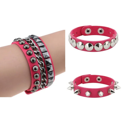 Black Punk Bracelets For Men Women- Gothic Spike Rivets - Leather - Pulseiras-Tiras de Couro com Tachas - Preto e Variações.