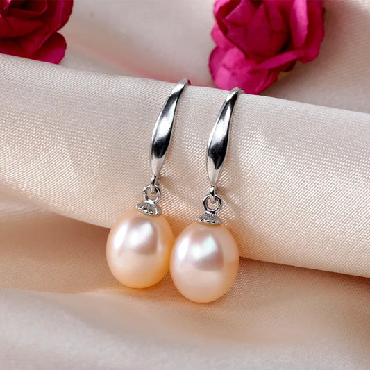Cultured freshwater Pearl Drop Earrings for Women - Brincos de Pérola Natural de Água Doce - Pendurados para Mulheres