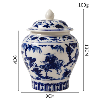 Chinese Ceramic Ginger Jar Decorative Blue and White Flower Vase - Jarro Azul e Branco de Porcelana Chinesa Tradicional Qinghua