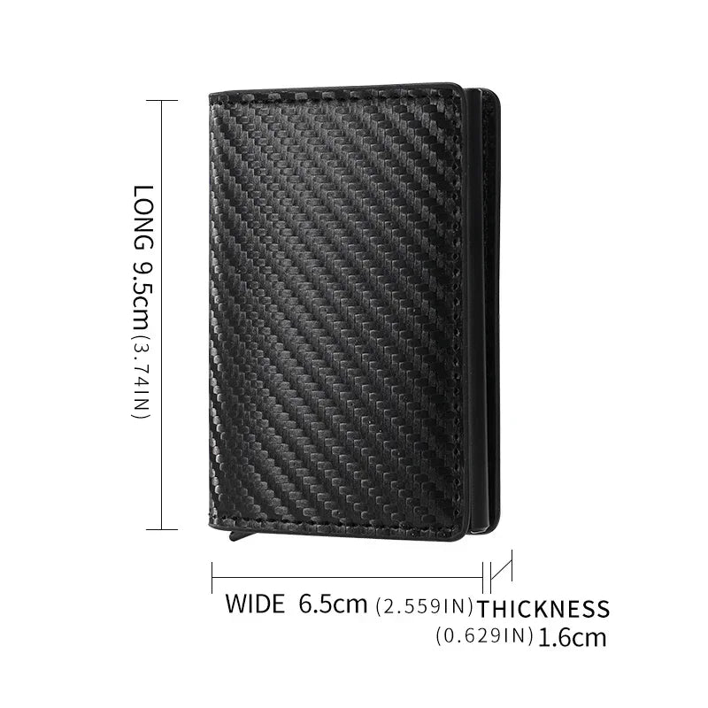 Minimalist Metal Wallet - Carteira Slim Pop-Up de Fibra de Carbono Masculina RFID Minimalista Preta