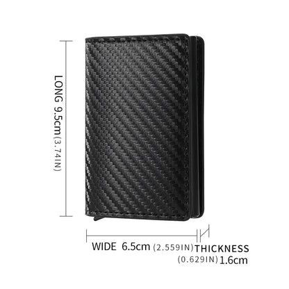 Minimalist Metal Wallet - Carteira Slim Pop-Up de Fibra de Carbono Masculina RFID Minimalista Preta