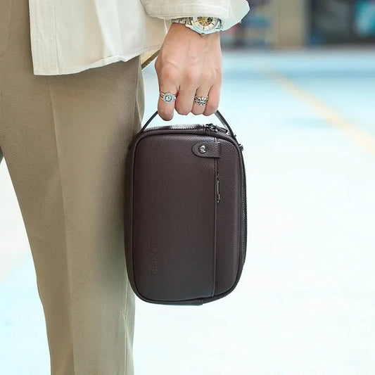 Genuine Leather Black or Brown Handbag Men's. Necessaire Masculina - Alta Qualidade - Couro genuíno - Casual.