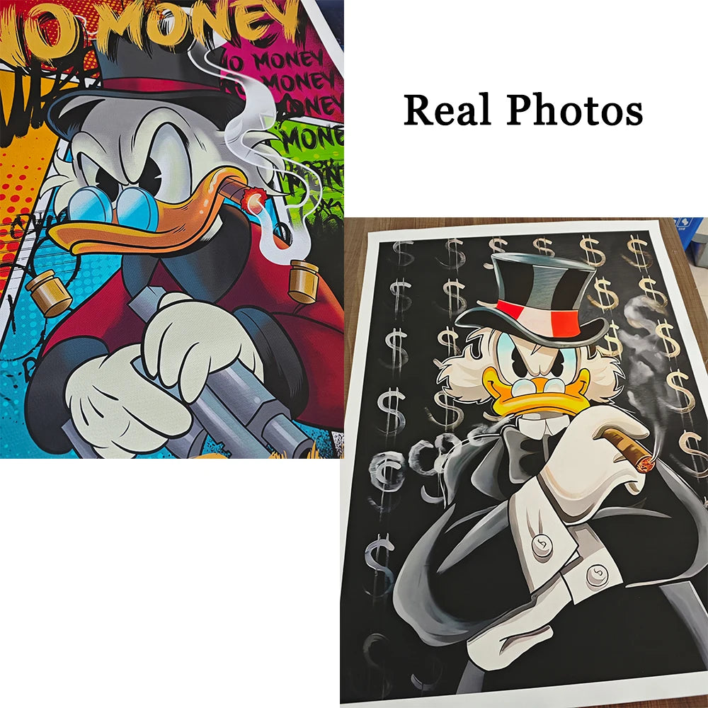 Money Donald Duck - Motivational Disney Poster - Pato Donald Motivacional Riqueza - Quadro: Alta Qualidade/Resolução