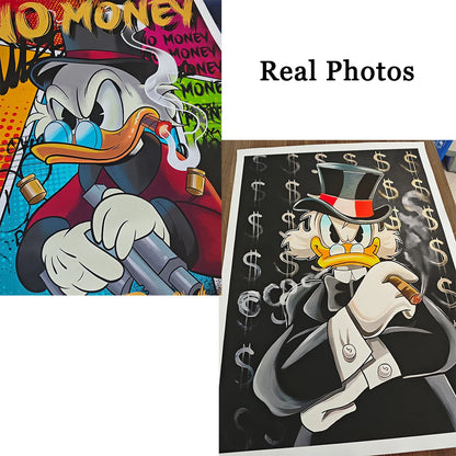 Money Donald Duck - Motivational Disney Poster - Pato Donald Motivacional Riqueza - Quadro: Alta Qualidade/Resolução