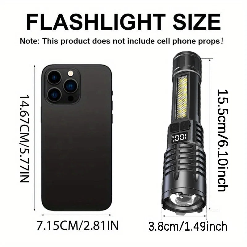 Long-Range LED Lantern – Rechargeable with Dual Light Modes for Outdoor Use - Lanterna LED Recarregável de Alta Potência – Luz Lateral e Alcance Longo | Ideal para Camping e Trilhas