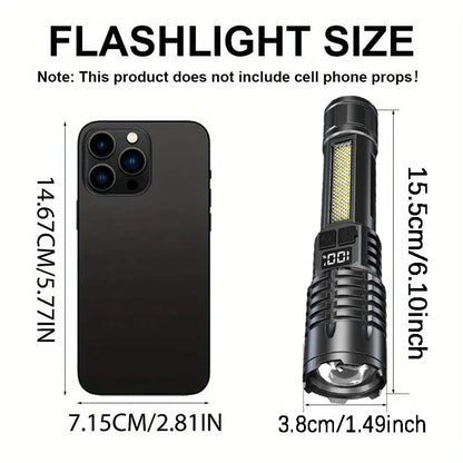Long-Range LED Lantern – Rechargeable with Dual Light Modes for Outdoor Use - Lanterna LED Recarregável de Alta Potência – Luz Lateral e Alcance Longo | Ideal para Camping e Trilhas