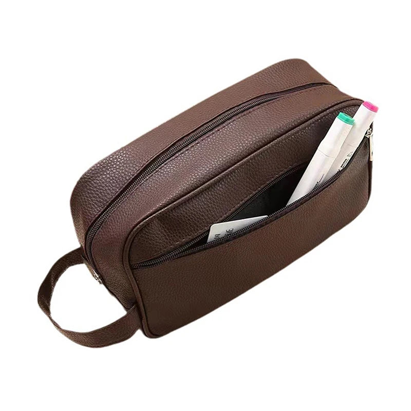 Synthetic Leather Men's Office-Toiletry Private Hand Bag. Necessaire Masculina Couro Sintético À Prova D'Água Alta Qualidade - Para Toiletries e Escritório.