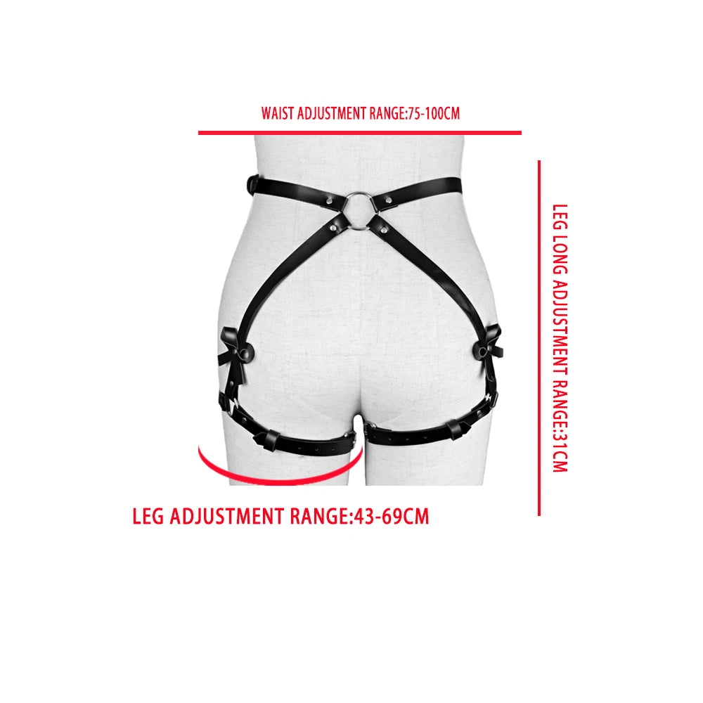 Erotic Leather Belt - Melodic Punk Buttocks Bondage - Strap Lingerie - Cinto Erótico de Couro – Estilo Punk Melódico para Nádegas – Lingerie com Tiras e Toque de Bondage