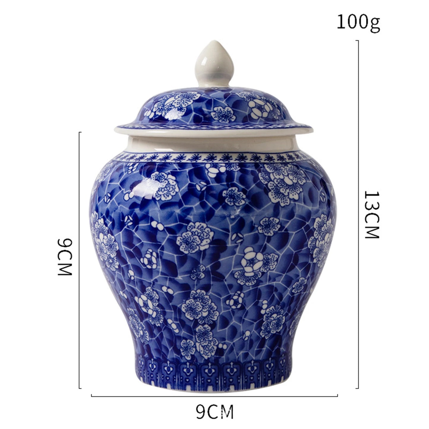 Chinese Ceramic Ginger Jar Decorative Blue and White Flower Vase - Jarro Azul e Branco de Porcelana Chinesa Tradicional Qinghua