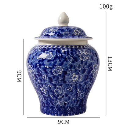 Chinese Ceramic Ginger Jar Decorative Blue and White Flower Vase - Jarro Azul e Branco de Porcelana Chinesa Tradicional Qinghua