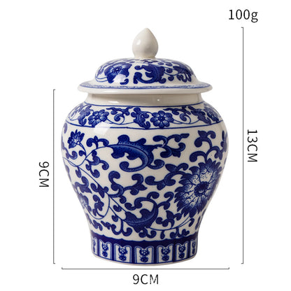 Chinese Ceramic Ginger Jar Decorative Blue and White Flower Vase - Jarro Azul e Branco de Porcelana Chinesa Tradicional Qinghua