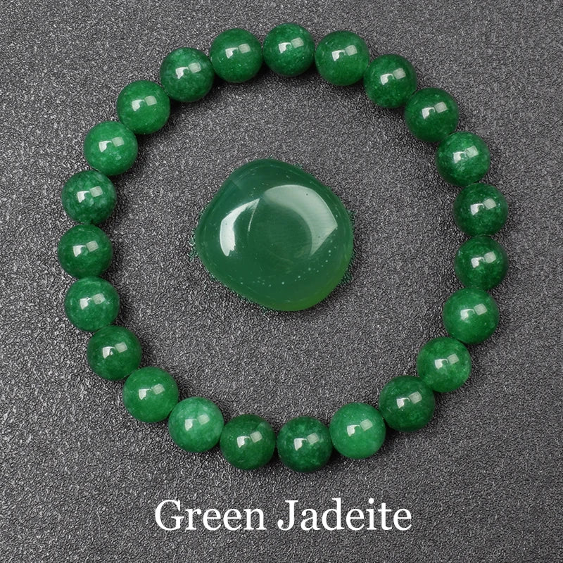Men's Premium Natural Semi-Precious Stone Bracelet - Eye Colors Energy Collection - Bracelete Premium de Pedras Semi-Preciosas - Coleção Cores dos Olhos: Onyx, Obsidian, Jadeite, Tea-Crystal, Amazonite, Aquamarine