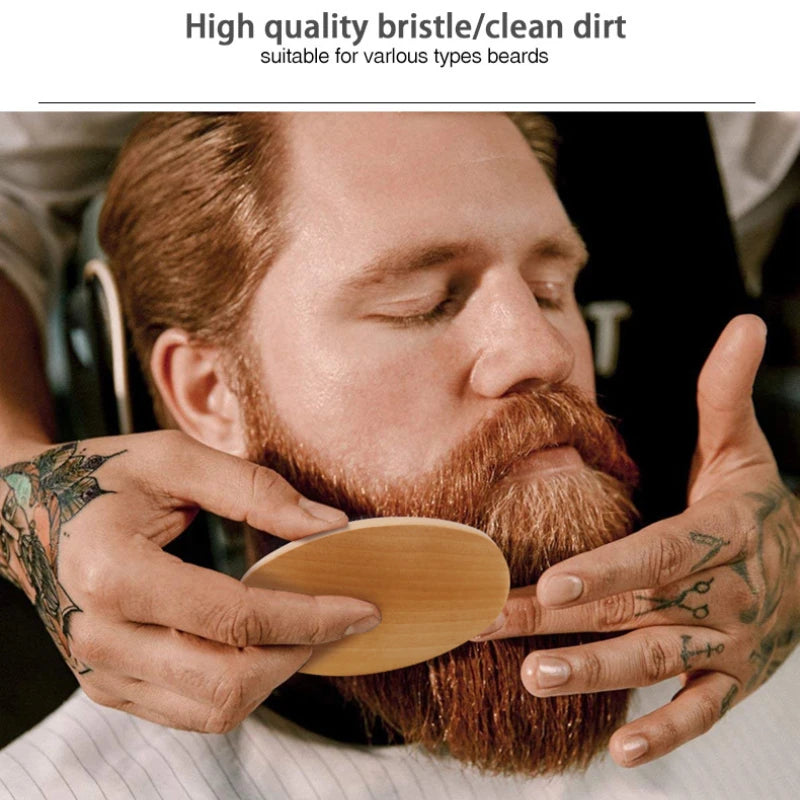 Beard Brush Set Kit - Face Hair Style - Quality Wood - Kit Amadeirado Portátil de Barba-Bigode Vintage - 2 Versões: Navalha/Pincel