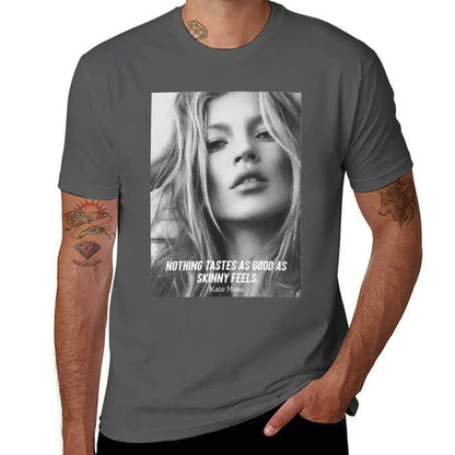 Kate Moss Famous Skinny Quote T-Shirt Vintage / Famosa Frase-Magreza: Camisa Kate Moss - Algodão